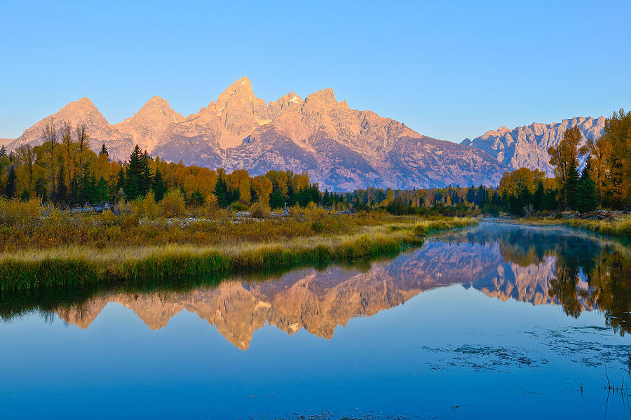 First Light at Schwabacher Landing in the Tetons