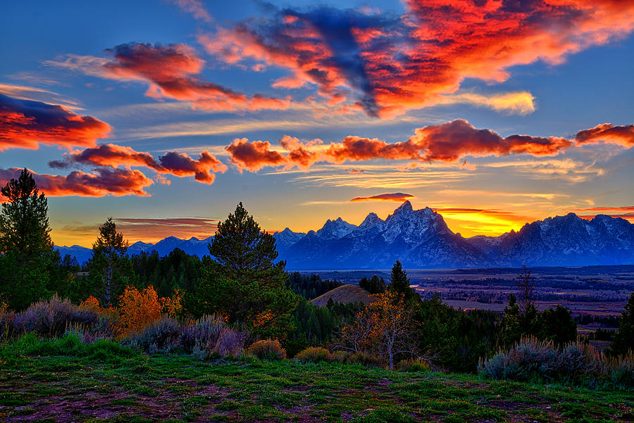 Colorful sunset in Grand Teton National Park