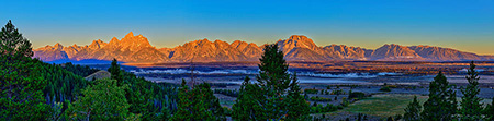 Alpenglow Light on the Tetons Panorama