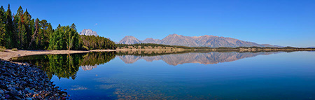 Teton Reflections Along Jackson Lake Panorama