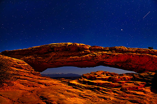 Mesa Arch Night Sky with Shooting Star