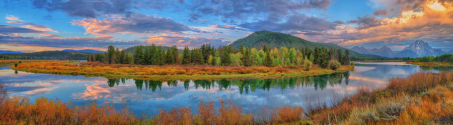 Oxbow Bend Early Autumn Teton Panorama