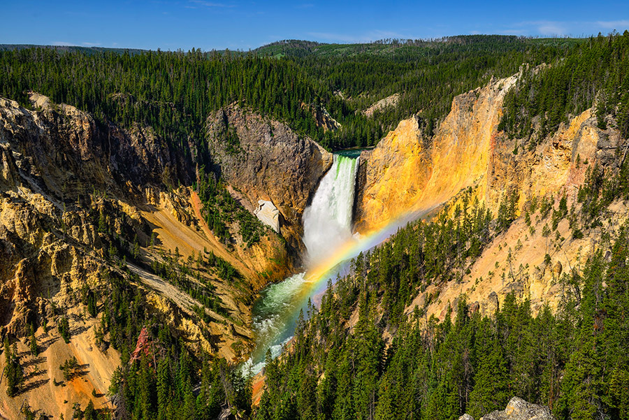 Yellowstone Lower Falls with a rainbow